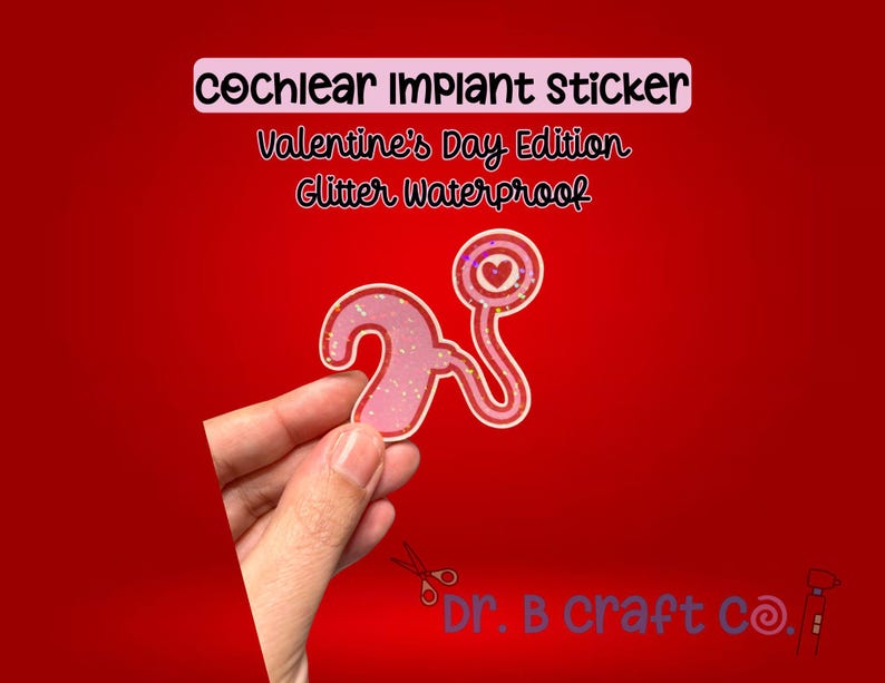 Cochlear Implant Red & Pink Sticker - Valentine's Day Gift - Etsy