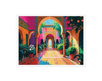 Multicolour Courtyard Poster | Digital Download | Moroccan Villa | Colorful Home Decor | Islamic Art
