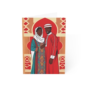 Biglietto di nozze / Biglietto di anniversario / Biglietto di fidanzamento / Matrimonio musulmano africano / Nikkah / Celebrazione tradizionale / Pop art / Eid / Arte islamica