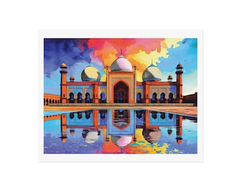 Badshahi Mosque Art Print: Lahore Pakistan Watercolor Poster