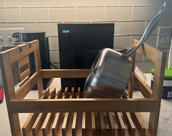 Bamboo Dish Drying Rack With Utensils Holder For Countertop | Dish Drying Rack | Utensils Holder | Kitchen Organizer | Modern Dish Rack