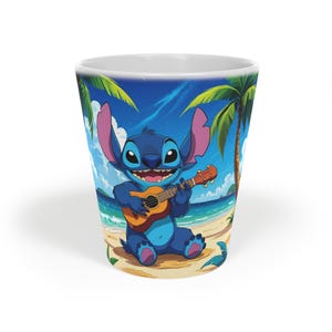 Cute Stitch Latte Mug, 12oz - Lilo and Stitch Coffee Cup, Fun Animal Cartoon Drinkware, Gift for Disney Fans, Adorable Character Porcelain