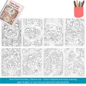 Cute Fairy Coloring Book Pages Cozy Fantasy Coloring Book Enchanted Forest Printable Magical Forest Coloring Pages Relaxing Adult Coloring cottage core coloring cozy cute coloring magical coloring mystical coloring cozy coloring book fairytale coloring whimsical coloring enchanted coloring fairy coloring book forest coloring page adult coloring pages digital coloring pdf fantasy coloring pdf