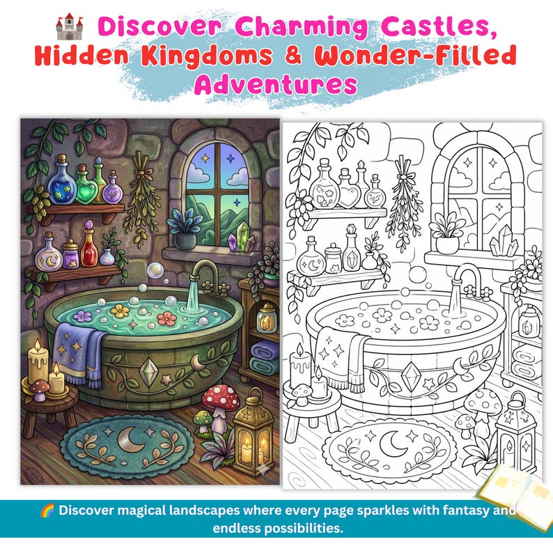 Fantasy coloring book 70+ adults digital magical coloring fairytale whimsical coloring cozy enchanted coloring pages printable pdf cottagecore coloring cozy cute coloring magical coloring mystical coloring fairytale coloring whimsical coloring enchanted coloring detailed coloring forest coloring page adult coloring pages coloring book print digital coloring pdf fantasy coloring pdf