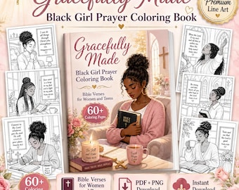 Black Girl Prayer Coloring Book 60+ Gracefully Made Bible Verses for Women and Teens Devotional Faith Coloring Pages Bundle Digital Download