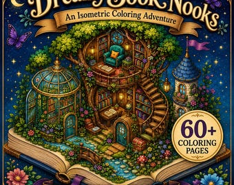 Dreamy Book Nooks Little Corner Fairy Homes Coloring Book – 60+ Bold and Easy Cute Cozy Fantasy Pages, Printable PDF & PNG for Procreate