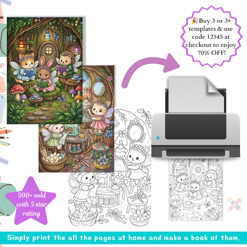 Cute Fairy Coloring Book Pages Cozy Fantasy Coloring Book Enchanted Forest Printable Magical Forest Coloring Pages Relaxing Adult Coloring cottage core coloring cozy cute coloring magical coloring mystical coloring cozy coloring book fairytale coloring whimsical coloring enchanted coloring fairy coloring book forest coloring page adult coloring pages digital coloring pdf fantasy coloring pdf