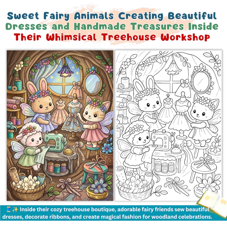 Cute Fairy Coloring Book Pages Cozy Fantasy Coloring Book Enchanted Forest Printable Magical Forest Coloring Pages Relaxing Adult Coloring cottage core coloring cozy cute coloring magical coloring mystical coloring cozy coloring book fairytale coloring whimsical coloring enchanted coloring fairy coloring book forest coloring page adult coloring pages digital coloring pdf fantasy coloring pdf