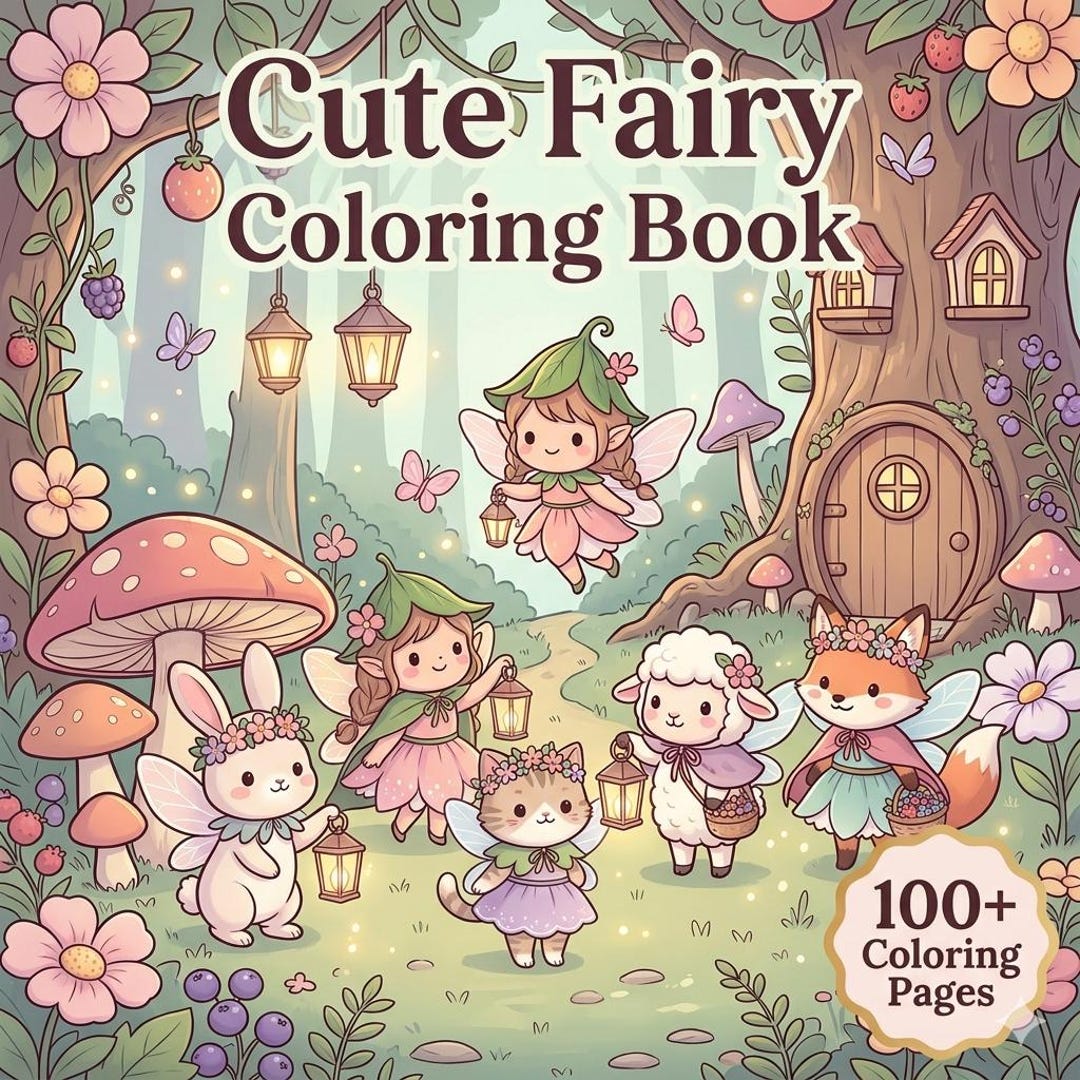 Cute Fairy Coloring Book 100+ Cozy Fantasy Coloring Book Enchanted Forest Printable Magica