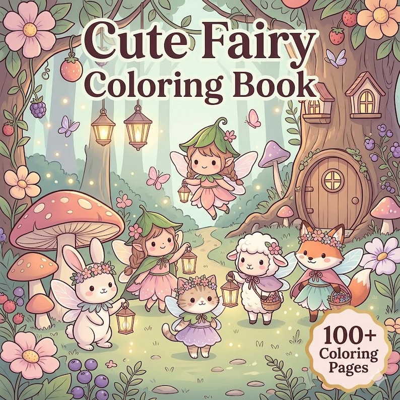 Cute Fairy Coloring Book Pages Cozy Fantasy Coloring Book Enchanted Forest Printable Magical Forest Coloring Pages Relaxing Adult Coloring cottagecore coloring cozy cute coloring magical coloring mystical coloring cozy coloring book fairytale coloring whimsical coloring enchanted coloring fairy coloring book forest coloring page adult coloring pages digital coloring pdf fantasy coloring pdf