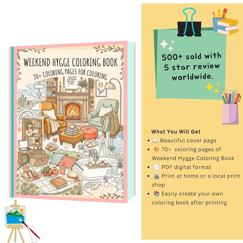 Weekend Hygge Coloring Book for Adults, 70+ Cozy Aesthetic Scenes, Relaxing Self Care Coloring Pages, Cute Everyday Life, Digital Printable aesthetic coloring hygge coloring book cozy girl coloring cozy coloring book cozy home coloring self care coloring adult coloring pages digital coloring home coloring book printable coloring stress relief art cute life coloring relaxing coloring