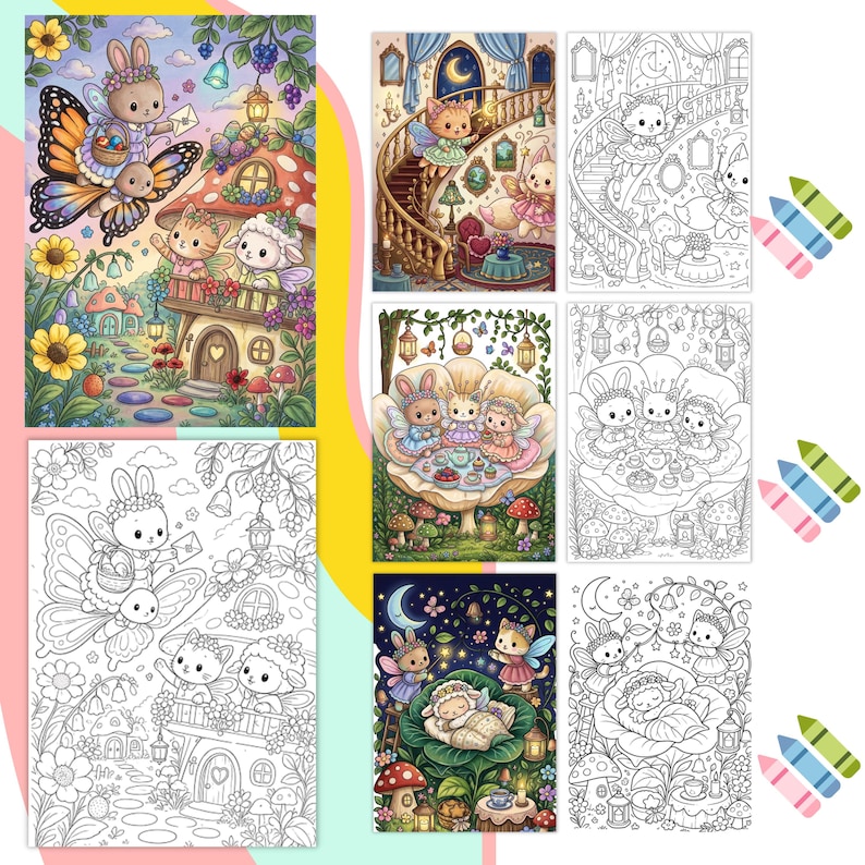 Cute Fairy Coloring Book Pages Cozy Fantasy Coloring Book Enchanted Forest Printable Magical Forest Coloring Pages Relaxing Adult Coloring cottage core coloring cozy cute coloring magical coloring mystical coloring cozy coloring book fairytale coloring whimsical coloring enchanted coloring fairy coloring book forest coloring page adult coloring pages digital coloring pdf fantasy coloring pdf