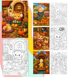 thanksgiving coloring, cozy sweater coloring, scarf coloring pages, warm drinks coloring, hot cocoa coloring, coffee coloring pages, tea coloring pages, woodland picnic, forest adventure, autumn forest, fall forest, cozy cabin coloring, woodland home, enchanted forest, magical woodland, whimsical coloring book, cute illustrations, black and white line art, printable art, premium printable, high resolution PDF, professional printing, home printing, coloring sheets, printable coloring sheets,
