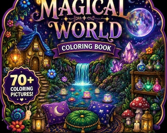 Fantasiekleurboek 70+ volwassenen digitaal magisch kleuren sprookjesachtig grillig kleuren gezellige betoverde kleurplaten afdrukbare pdf