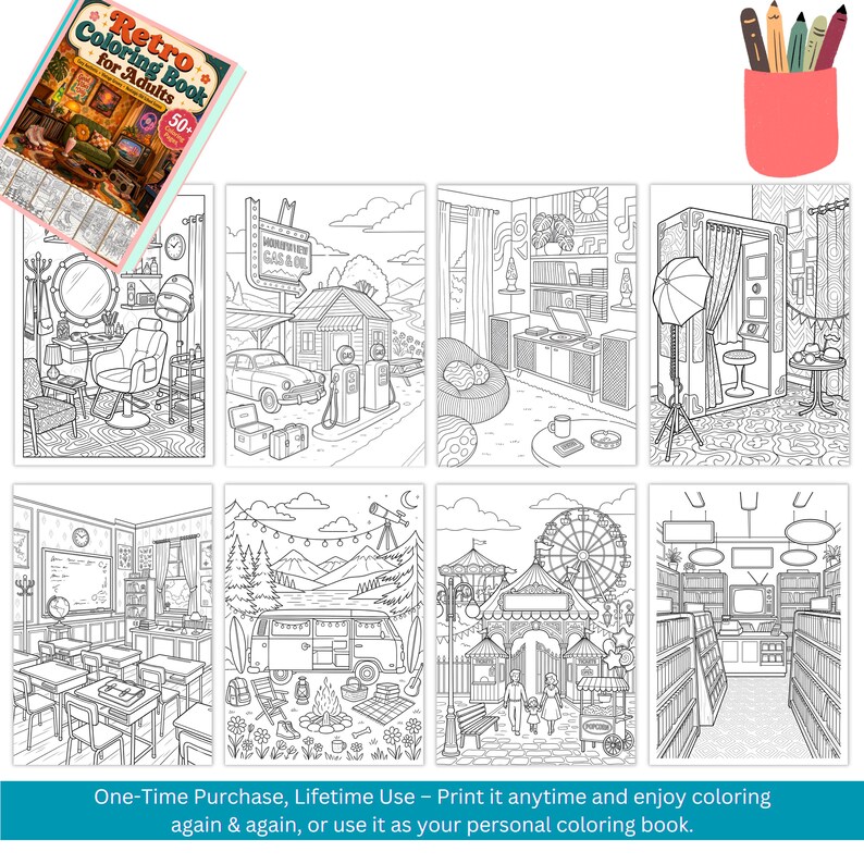 Retro coloring book for adult cozy aesthetic coloring vintage groovy coloring nostalgic old school coloring pages digital printable download nostalgic coloring cozy cute coloring old school coloring cozy aesthetic color retro coloring book teen coloring book groovy coloring page vintage coloring pdf digital coloring png adult coloring pages pdf coloring sheets printable coloring 90s coloring 80s 70s
