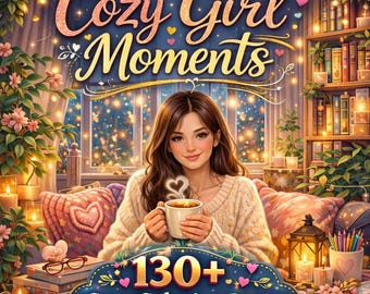 Cozy Girl Moments Coloring Book Gift | 100+ Relaxing Pages | Cute Aesthetic Girl Art Stress Relief Coloring Book for Women Teens & Beginners