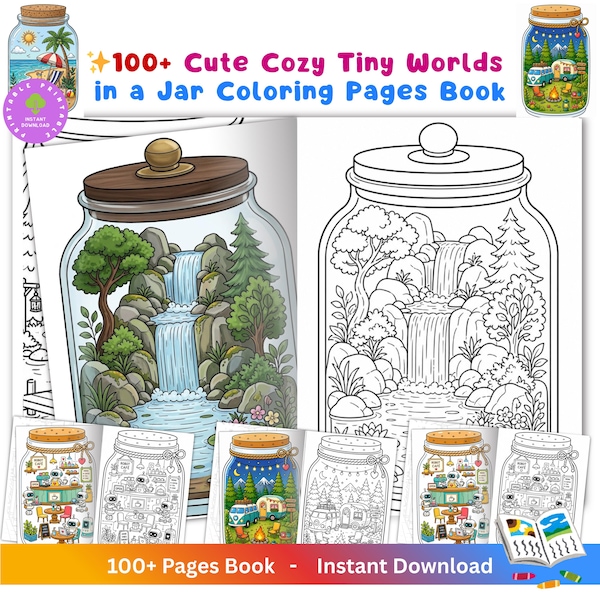 Kawaii Tiny Jar World Coloring Book | 100+ Tiny Jar World coloring pages, coloring sheet, Coloring book, Printable Pages (PDF Download)