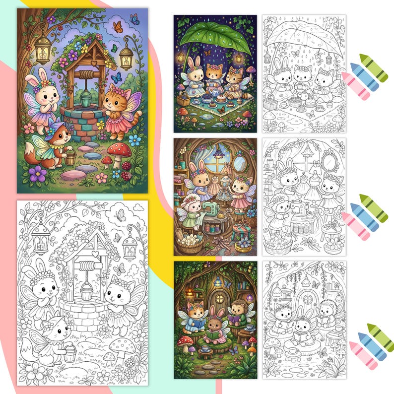 Cute Fairy Coloring Book Pages Cozy Fantasy Coloring Book Enchanted Forest Printable Magical Forest Coloring Pages Relaxing Adult Coloring cottage core coloring cozy cute coloring magical coloring mystical coloring cozy coloring book fairytale coloring whimsical coloring enchanted coloring fairy coloring book forest coloring page adult coloring pages digital coloring pdf fantasy coloring pdf