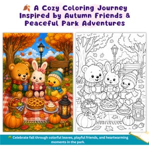 thanksgiving coloring, cozy sweater coloring, scarf coloring pages, warm drinks coloring, hot cocoa coloring, coffee coloring pages, tea coloring pages, woodland picnic, forest adventure, autumn forest, fall forest, cozy cabin coloring, woodland home, enchanted forest, magical woodland, whimsical coloring book, cute illustrations, black and white line art, printable art, premium printable, high resolution PDF, professional printing, home printing, coloring sheets, printable coloring sheets,