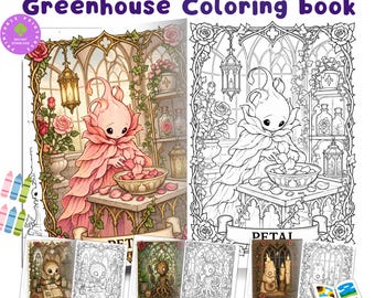 Gothic Botanical Coloring Book  | 50+ Spooky Cutie Greenhouse Creatures | Dark Cottagecore Coloring Book | Printable Coloring Pages PDF