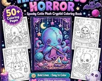 Hauntlings Horror Coloring Book | Spooky Cutie Plush Cryptid Coloring Pages | Creepy Cute Monsters | Printable PDF for Adults