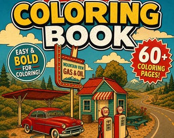 Retro kleurboek voor volwassenen gezellig esthetisch kleuren vintage groovy kleuren nostalgische old school kleurplaten digitale afdrukbare download