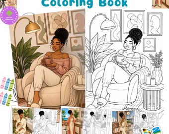 Black Girl Soft Life Coloring Book  60+ Cozy Wellness Self Care Coloring Pages for Adults Luxury Aesthetic Digital Download