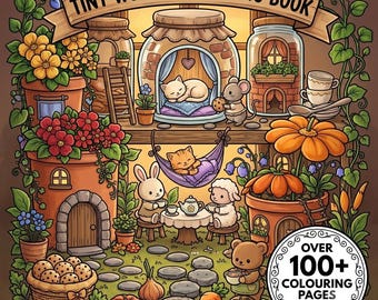 Tiny World kleurboek schattige dieren 100+ kleurplaten grappige kleurplaten fantasiekleurplaten afdrukbare kleurplaten voor kinderen en volwassenen