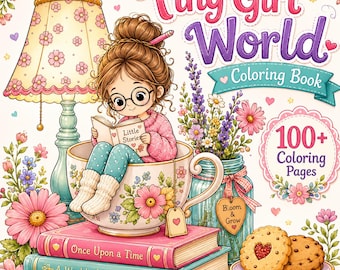 Libro para colorear Tiny Girl World: Escenas en miniatura, aventuras caprichosas, jardín mágico para colorear, linda actividad mágica, libro para colorear kawaii en PDF