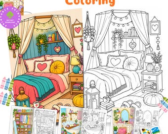 Cozy Me Time Coloring Book – 70+ Bold and Easy Cute Cozy Pages, Relaxing Self Care Aesthetic, Printable PDF & PNG Procreate
