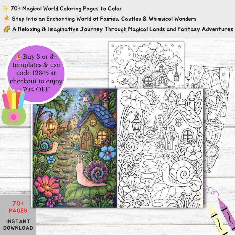 Fantasy coloring book 70+ adults digital magical coloring fairytale whimsical coloring cozy enchanted coloring pages printable pdf cottagecore coloring cozy cute coloring magical coloring mystical coloring fairytale coloring whimsical coloring enchanted coloring detailed coloring forest coloring page adult coloring pages coloring book print digital coloring pdf fantasy coloring pdf