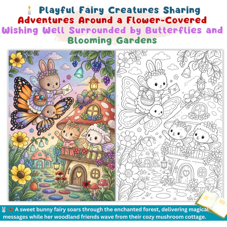 Cute Fairy Coloring Book Pages Cozy Fantasy Coloring Book Enchanted Forest Printable Magical Forest Coloring Pages Relaxing Adult Coloring cottage core coloring cozy cute coloring magical coloring mystical coloring cozy coloring book fairytale coloring whimsical coloring enchanted coloring fairy coloring book forest coloring page adult coloring pages digital coloring pdf fantasy coloring pdf