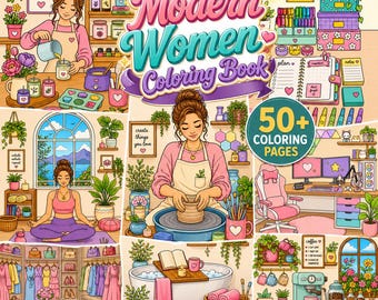 Modren Women coloring pages cozy girl coloring moments aesthetic coloring lifestyle home life coloring women day gift adult coloring book