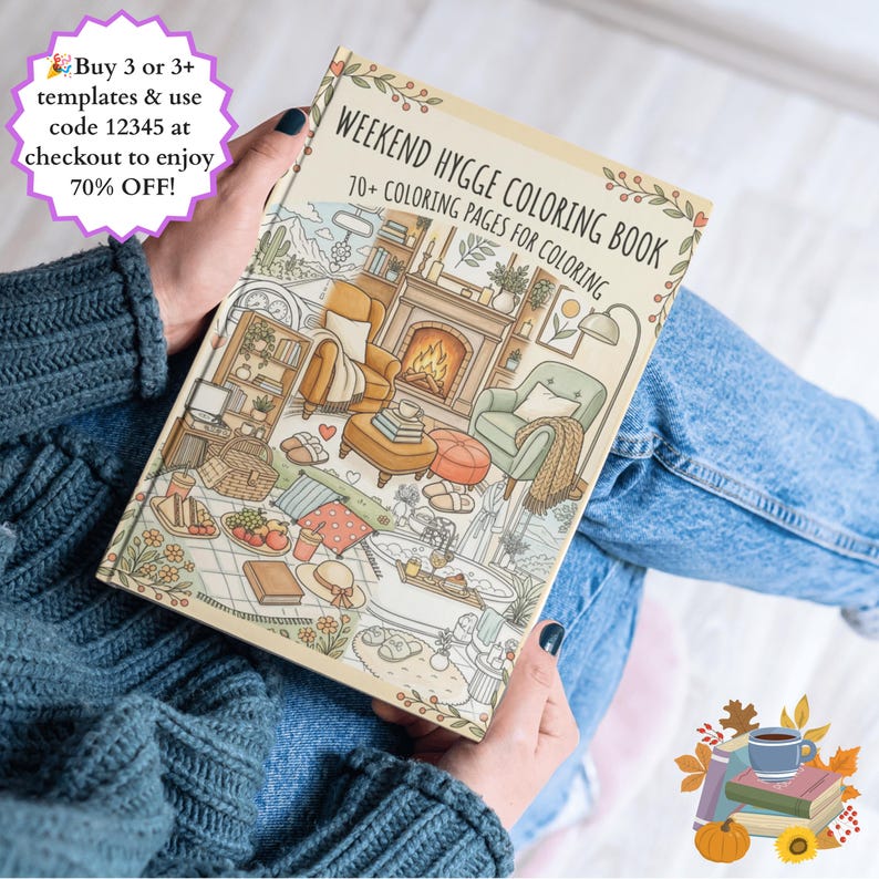 Weekend Hygge Coloring Book for Adults, 70+ Cozy Aesthetic Scenes, Relaxing Self Care Coloring Pages, Cute Everyday Life, Digital Printable aesthetic coloring hygge coloring book cozy girl coloring cozy coloring book cozy home coloring self care coloring adult coloring pages digital coloring home coloring book printable coloring stress relief art cute life coloring relaxing coloring