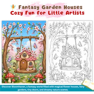 Fairycore Coloring Fairycore Gift Fairy World Fairy Kingdom Magic Garden Magical World Fantasy Realm Mystical Garden Woodland Fairies Fantasy Escape Blooming Cottage Floral Home Flower Cottage Art Garden House Art Botanical Cottage Rose Cottage Wildflower Cottage Flower Village Blooming Houses Nature Fantasy Mushroom Cottage Treehouse Coloring Cozy Homes Coloring Fairytale Coloring Fantasy Homes Cute Cottage Art Whimsical Village Fantasy Landscape Cozy Garden Art Cottagecore Gift