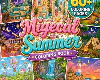 Summer coloring book fantasy coloring magical nature coloring enchanted whimsical fairytale coloring pages adults printable digital download