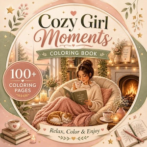 Kleurboek Cosy Girl Moments | 100+ pagina's kleurboek voor volwassenen | Cottagecore Aesthetic Kleurplaten | Afdrukbare pdf Hygge Cosy Life