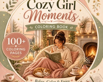Cozy Girl Moments Coloring Book | 100+ Pages Adult Coloring Book | Cottagecore Aesthetic Coloring Pages | Hygge Cozy Life Printable PDF