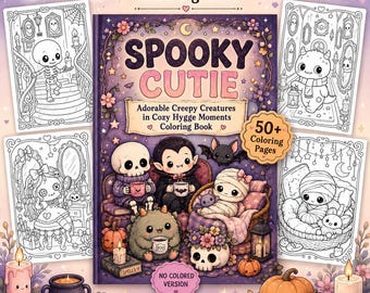 Spooky Cutie Adorable Creepy Creatures in Cozy Hygge Moments Coloring Book  Adorable Creepy Creatures | Cozy Ghosts, Printable PDF