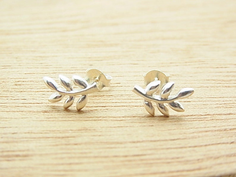 Silver Olive Branches Post Stud Earrings.92.5% Sterling | Etsy