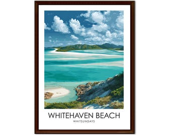 Whitehaven Beach Wall Art Print | Whitsunday Islands Australia Travel Poster, A4 Digital Download