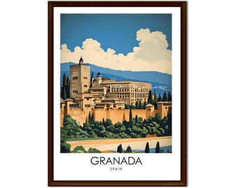 Granada Wall Art Print | Alhambra Palace Spain Travel Poster, A4 Digital Download