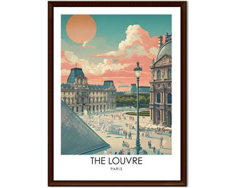 Louvre Museum Wall Art Print | Paris Travel Poster & Louvre Pyramid, A4 Digital Download