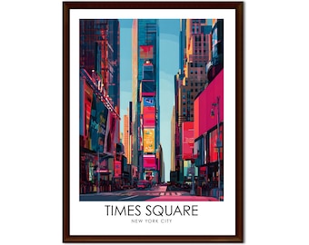 Impresión de arte mural de Times Square / Póster de viaje de Manhattan, Nueva York, descarga digital A4