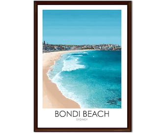 Impresión de arte mural de Bondi Beach / Póster de viaje por la costa de Sídney, Australia, descarga digital A4