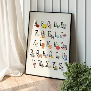 ABC Alphabet Wall Art – Printable Educational Poster for Kids – Toddler Learning Poster – Kids Room Decor  – Digital Download