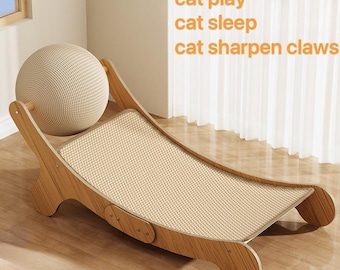 Wooden cat scratching post,cat play furniture,birthday gift for cat lovers,cat scratching post,cat bed, eco-friendly cat scratching,pet bed