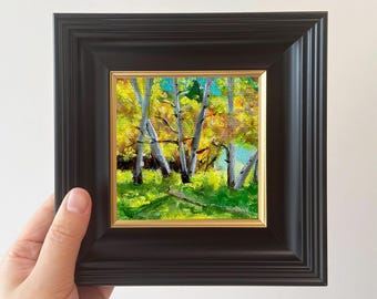 Handgeschilderde miniatuurolieverfschilderijen | Botanische landschapskunst aan de muur | Ingelijste decoratie