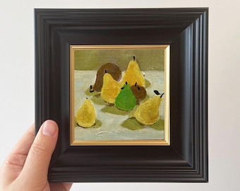 Hand-Painted Miniature Oil Painting - Framed Fruit Art for Kitchen Decor