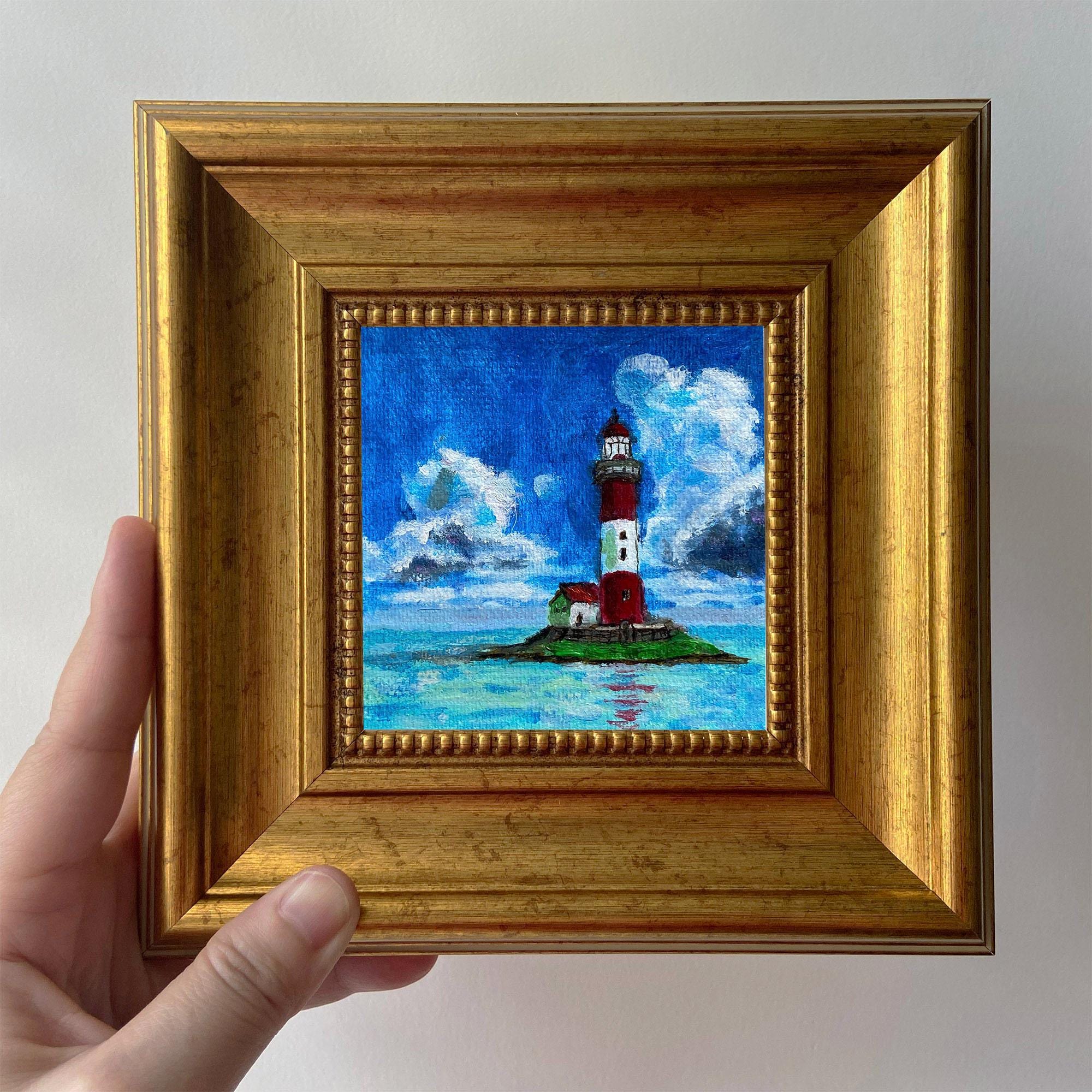 Miniature lighthouse painting original - Etsy 日本